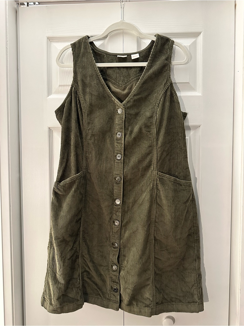 Levi's Olive Green Corduroy Button-Front Midi Dress